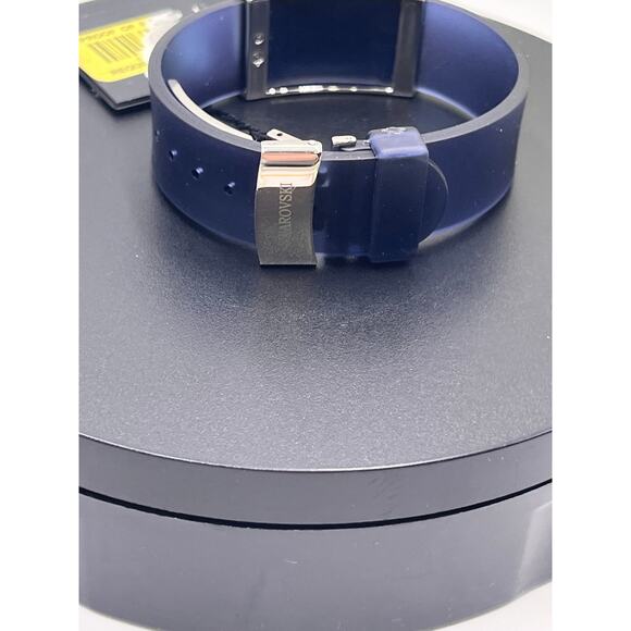 Swarovski Stainless Steel Blue Crystal Rubber Jelly Adjustable Bracelet new - Picture 5 of 8